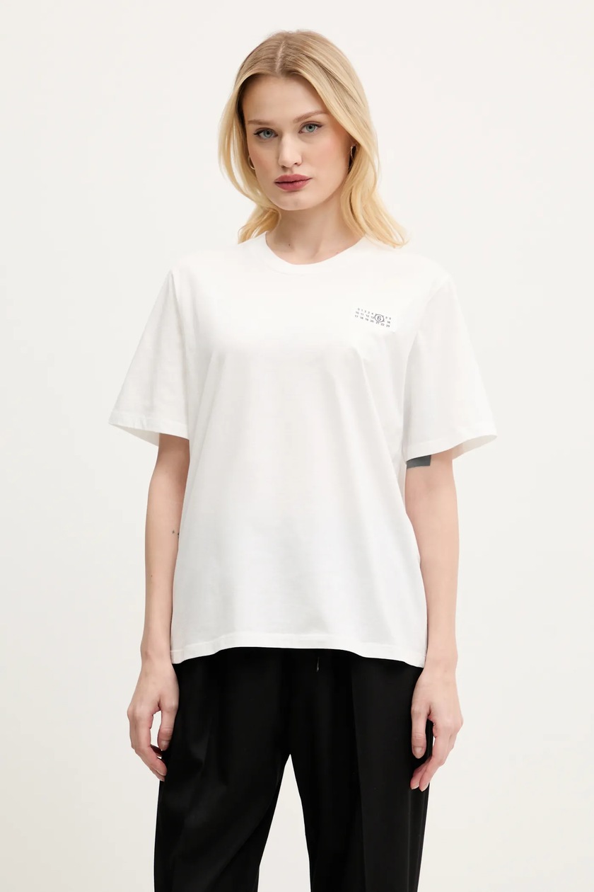 MM6｜ (S52GC0337 S24312 900) MM6 Maison Margiela t-shirt bawełniany damski kolor biały