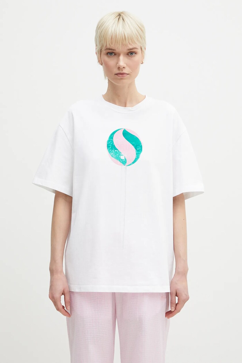 Sporty & Rich cotton t-shirt Running Man women's white color