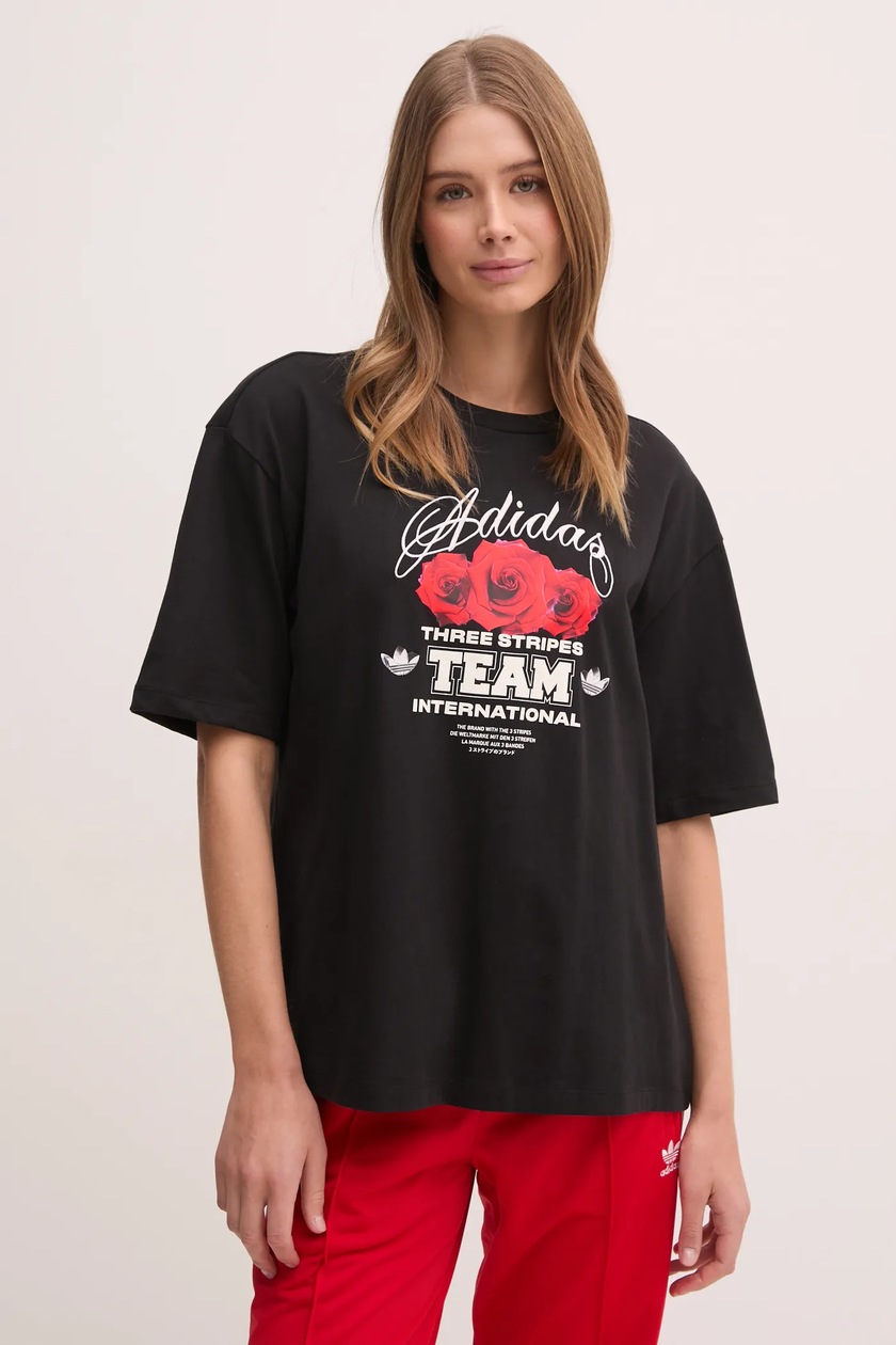 adidas Originals t-shirt 3S LOOSE CROP T damski kolor czarny