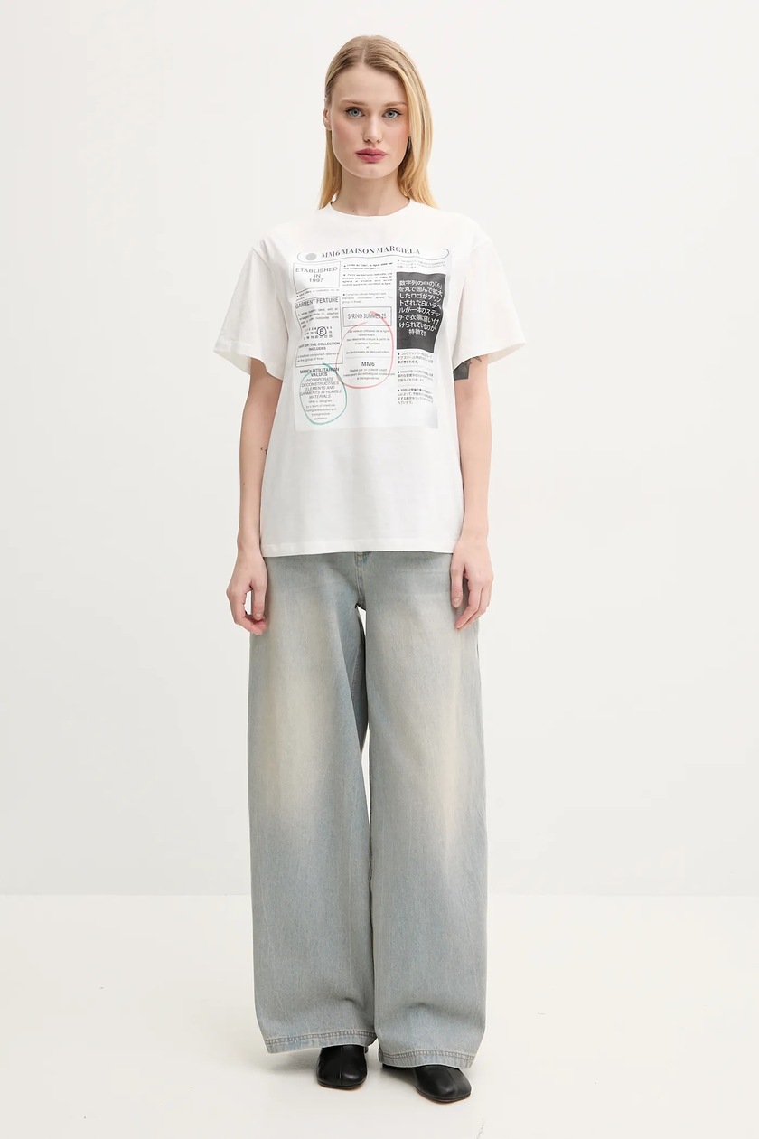 MM6｜ (S52GC0337 S24312 900) MM6 Maison Margiela t-shirt bawełniany damski kolor biały