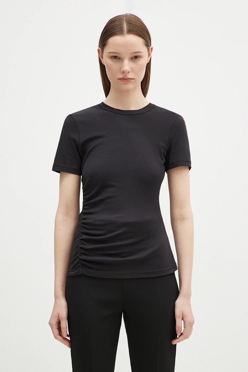 Marine Serre t-shirt Moon Logo Ribbed Jersey Cut-Out black