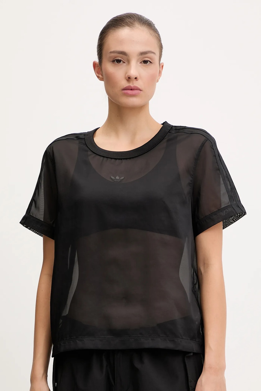 adidas Originals t-shirt 3S LOOSE CROP T damski kolor czarny