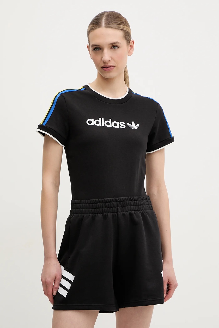 adidas Originals t-shirt 3S LOOSE CROP T damski kolor czarny