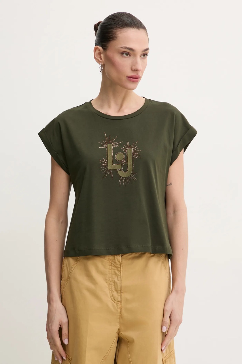 Tシャツ・カットソー LIU JO Woman T-Shirt Green WA5475MA24O M9506 T-shirt with print colour green | Liu Jo