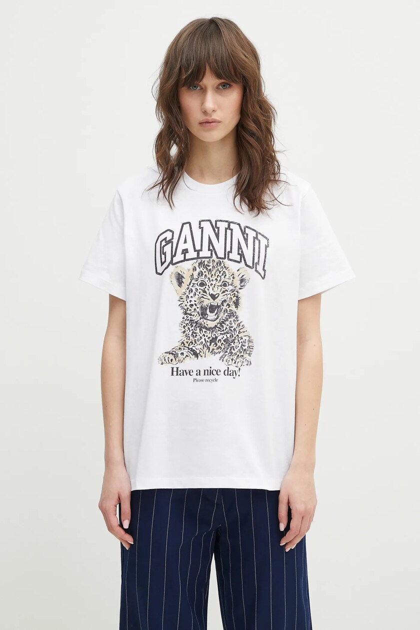 Bright White White Thin Jersey GoGo Relaxed T-shirt | GANNI