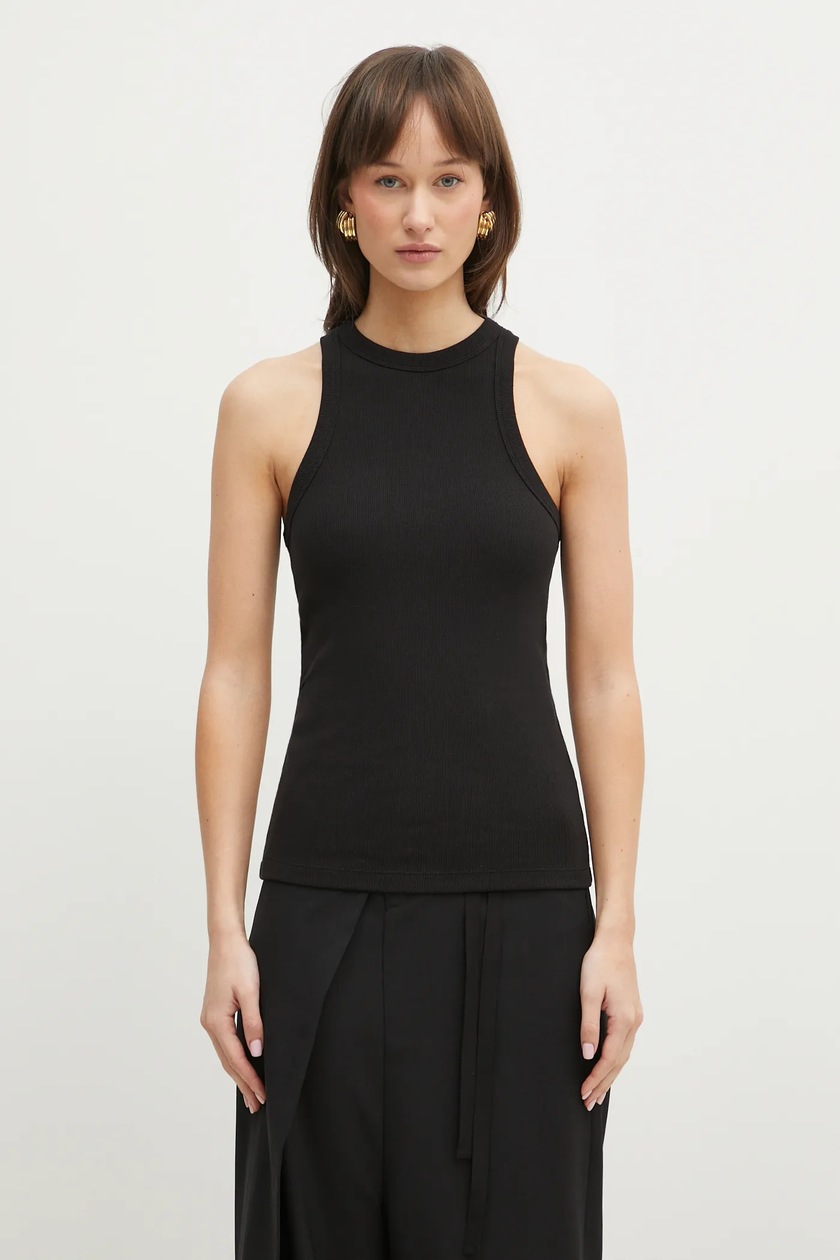 Rich Owens 黒 タンクトップ 46 Rick Owens cotton top Racer Back Tank black color DS01D1119