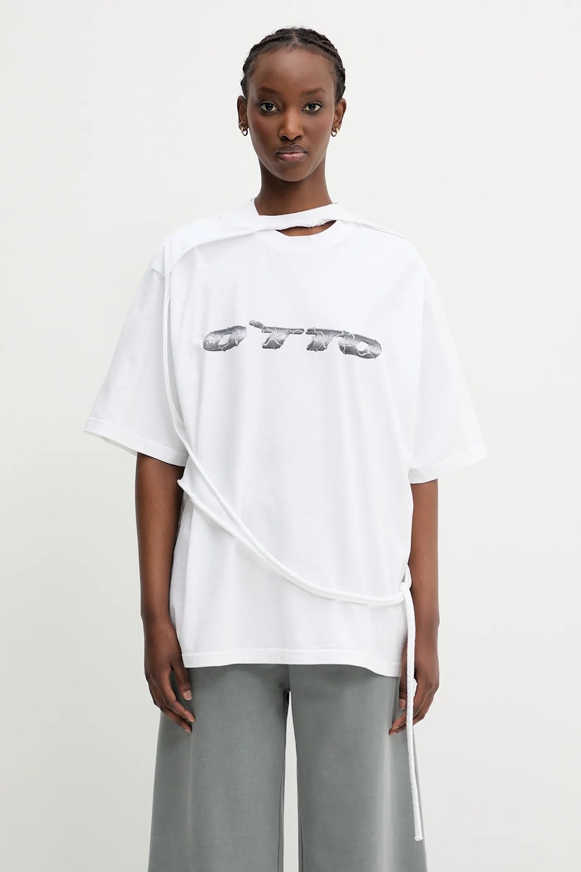 White Oversized Flap T-shirt by Ottolinger on Sale