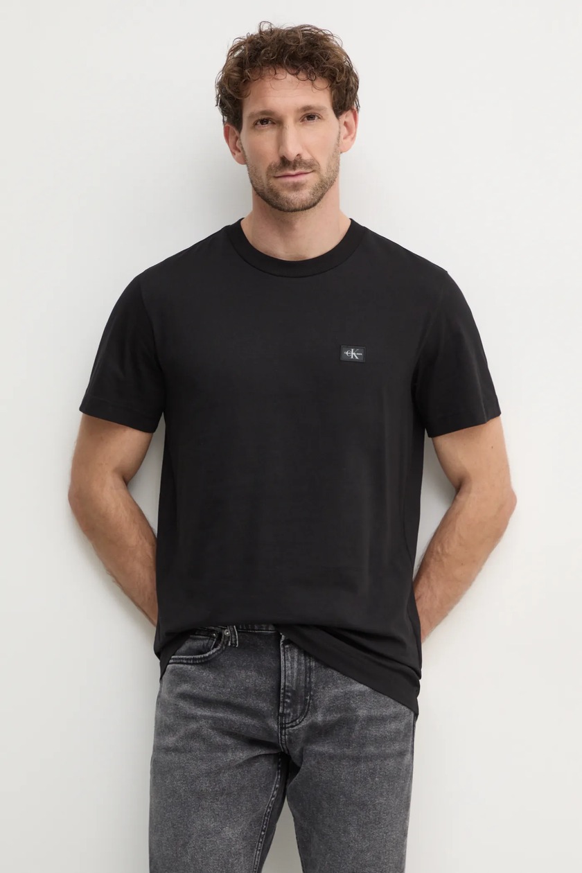 Calvin Klein Jeans t-shirt męski kolor czarny gładki