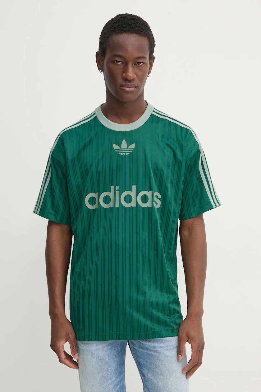 adidas Originals cotton t shirt 80s Loose Striped Tee men s green color JC6521 at PRM US