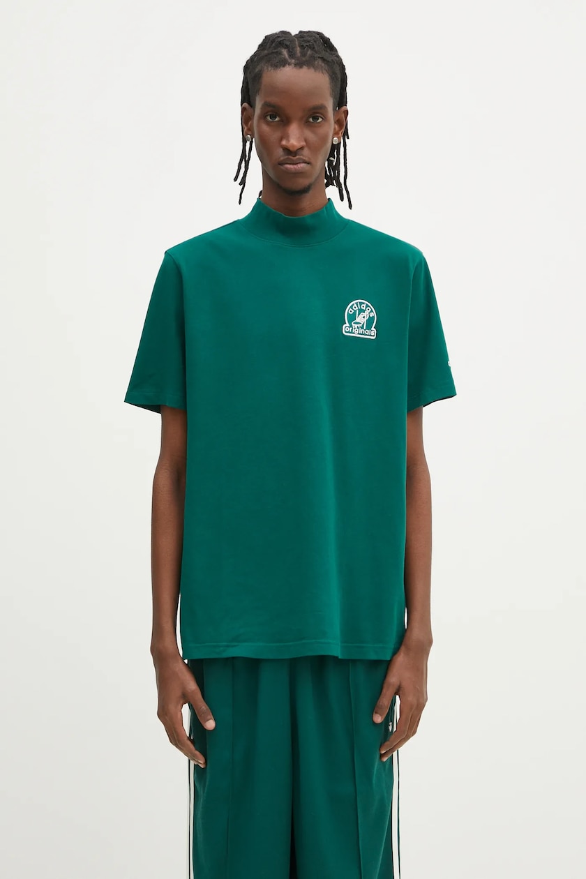 adidas Originals cotton t-shirt 3S PANEL men's green color JD4277 adidas Originals cotton t-shirt 3S PANEL men's green color JD4277