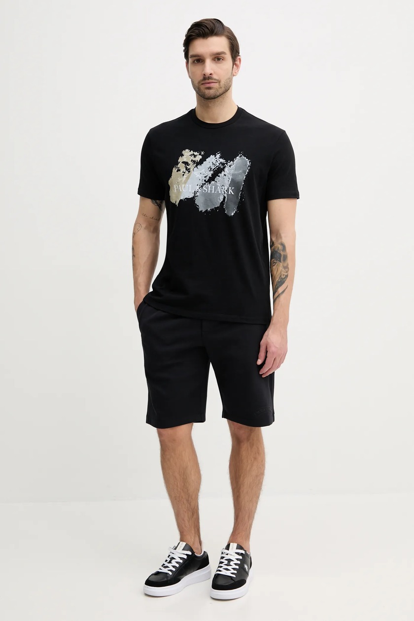 ファッション人気ブランドランキング Paul&Shark t-shirt bawełniany męski kolor czarny z nadrukiem その他