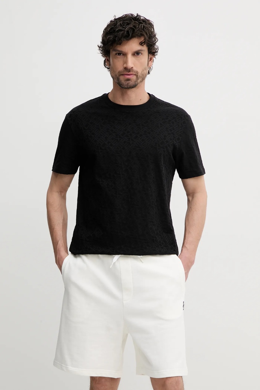 Armani Exchange t-shirt bawełniany męski kolor czarny z