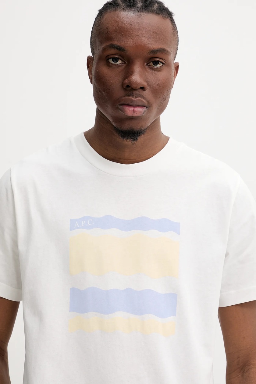 A.P.C. t-shirt bawełniany t-shirt malone męski kolor biały z