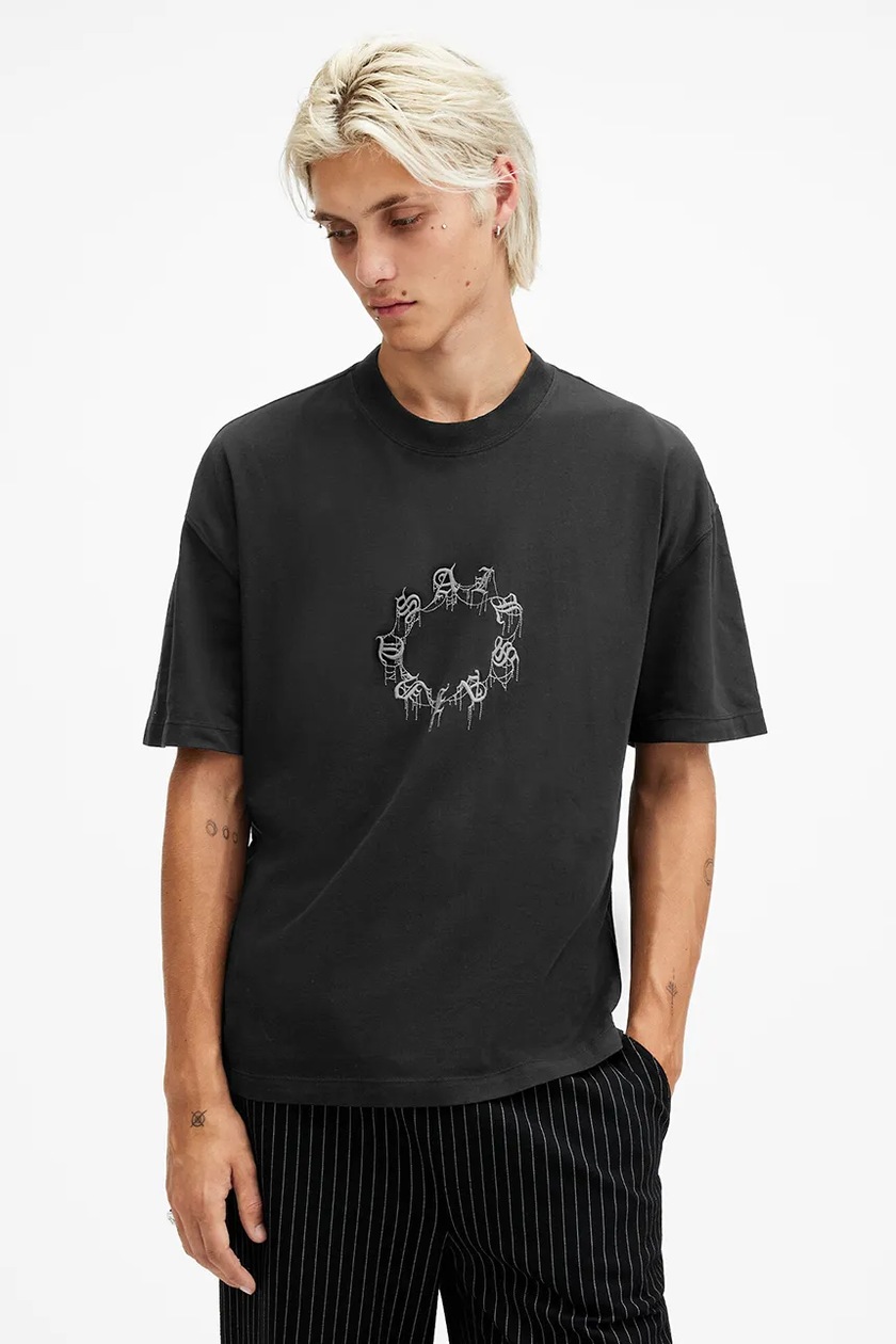 AllSaints t-shirt bawełniany CRYPTIERRA męski kolor czarny z