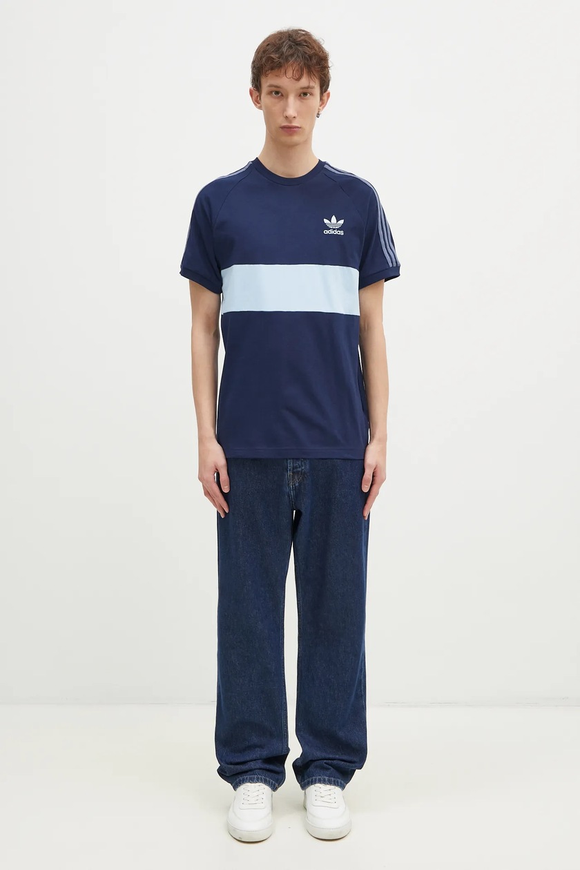 adidas Originals cotton t-shirt 3-Stripes Panel men's navy blue