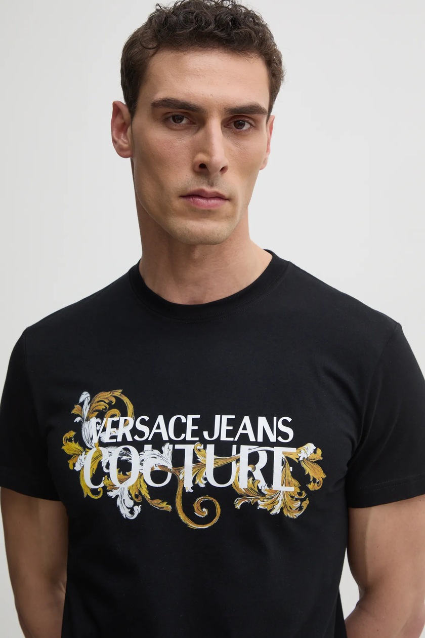 Tシャツ・カットソー VERSACE JEANS SS25 (78GAHC05 CJ01CG89) T-shirt vestibilità slim e logo - VERSACE JEANS COUTURE