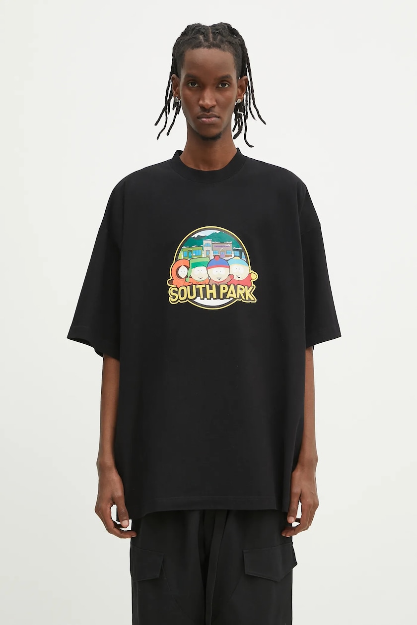 VETEMENTS cotton t-shirt Oval Logo Cropped Boxy men's black color VETEMENTS cotton t-shirt Oval Logo Cropped Boxy men's black color