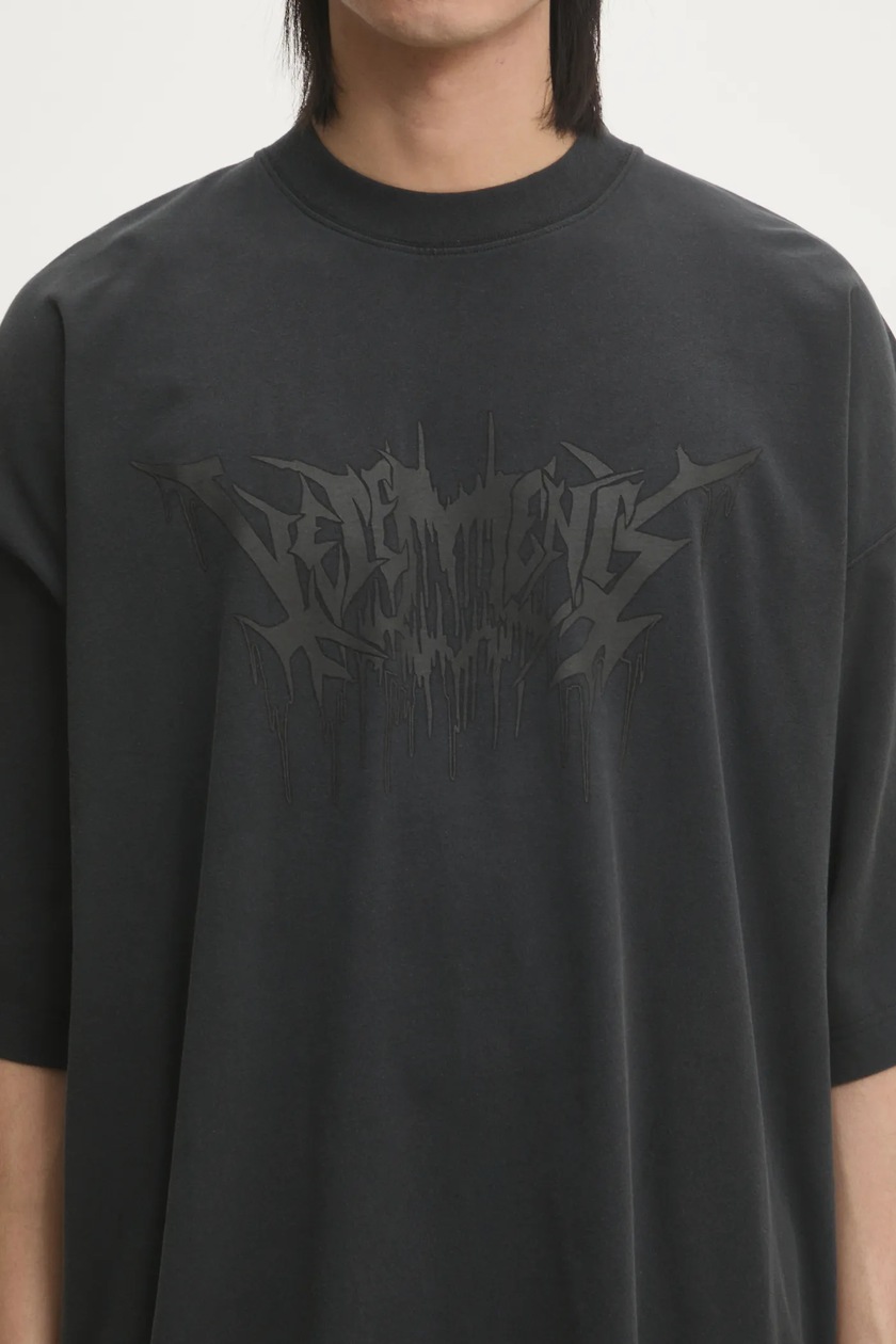 SALE【VETEMENTS】Tシャツ BLK/PNK VETEMENTS cotton t-shirt Drip Metal Oversized PRM EU