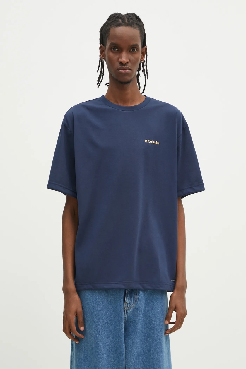 Fred Perry cotton t-shirt men's navy blue color M1588.795 at
