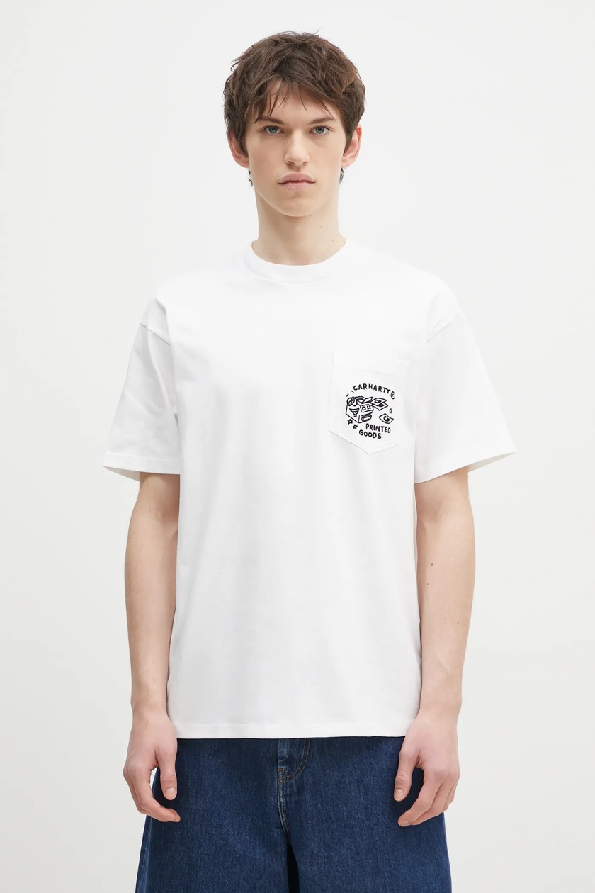 Carhartt WIP cotton t-shirt S/S Fish T-Shirt men's white