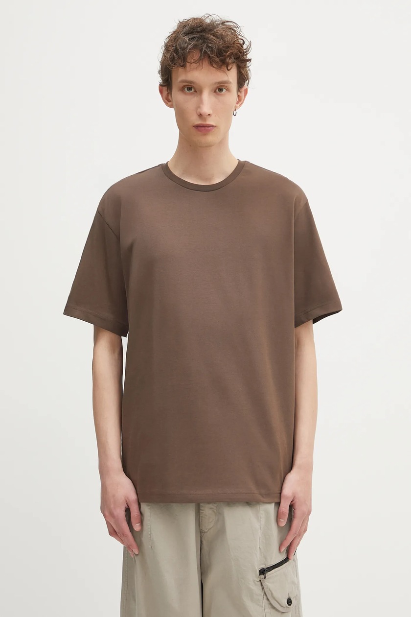 Carhartt WIP cotton t-shirt Runaway men's brown color with a print
