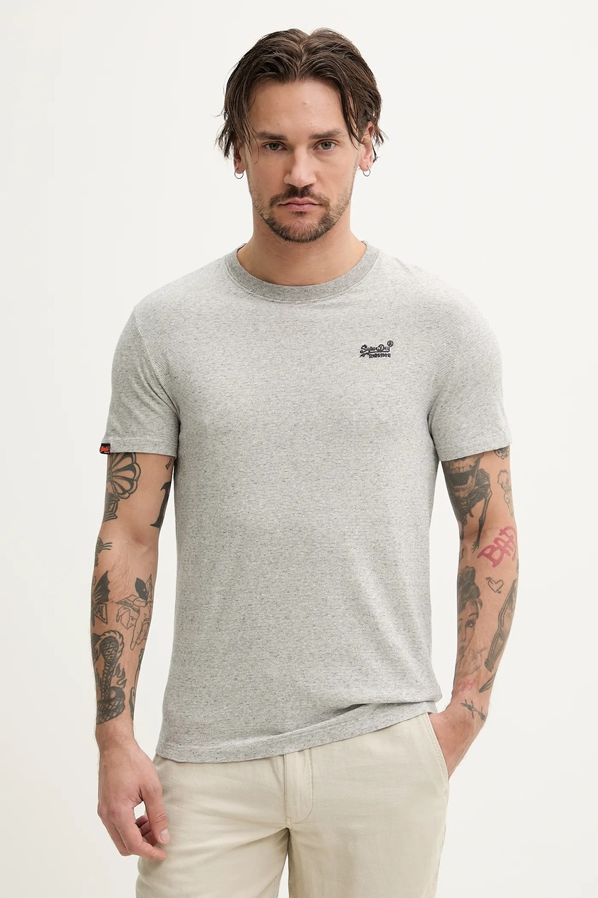 Βαμβακερό μπλουζάκι Superdry ανδρικό, χρώμα: γκρι, M1011245A-CIE