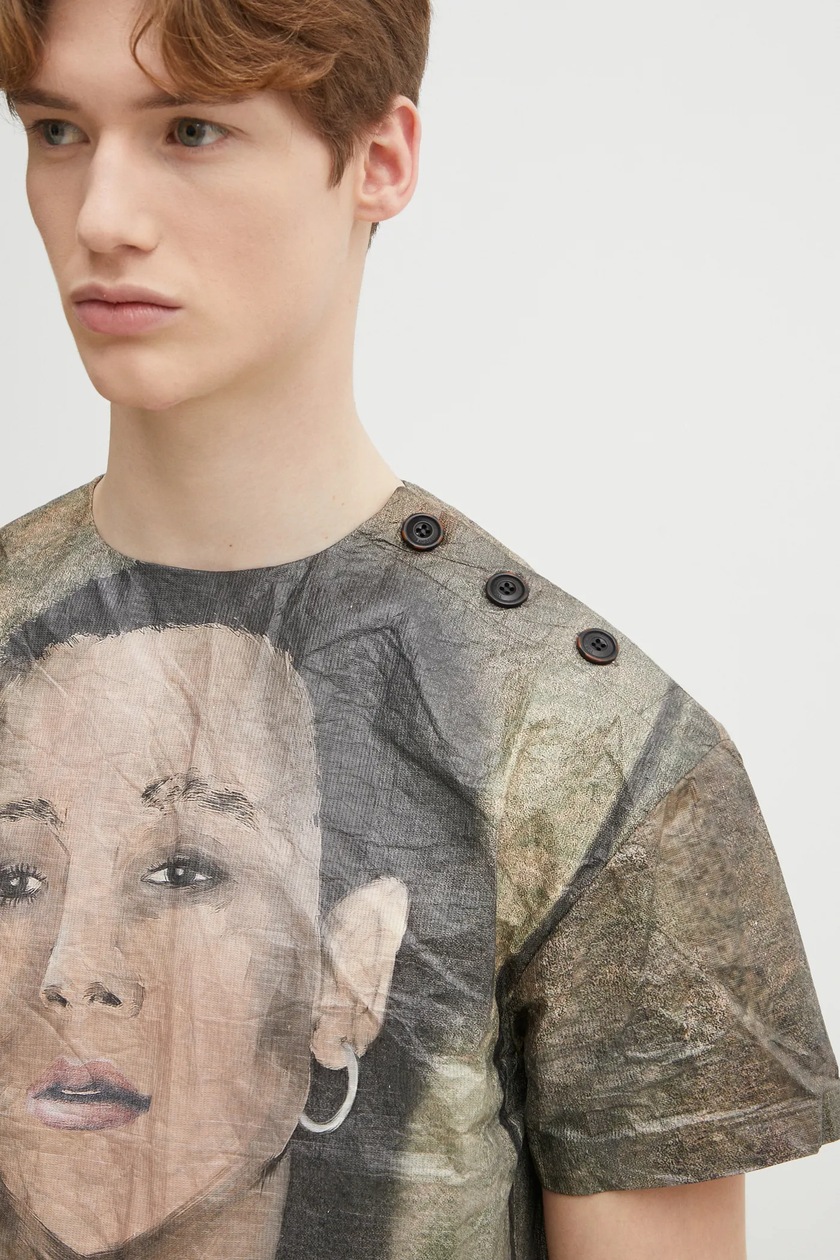 Andersson Bell t-shirt Remy Printed Tyvek men's beige color