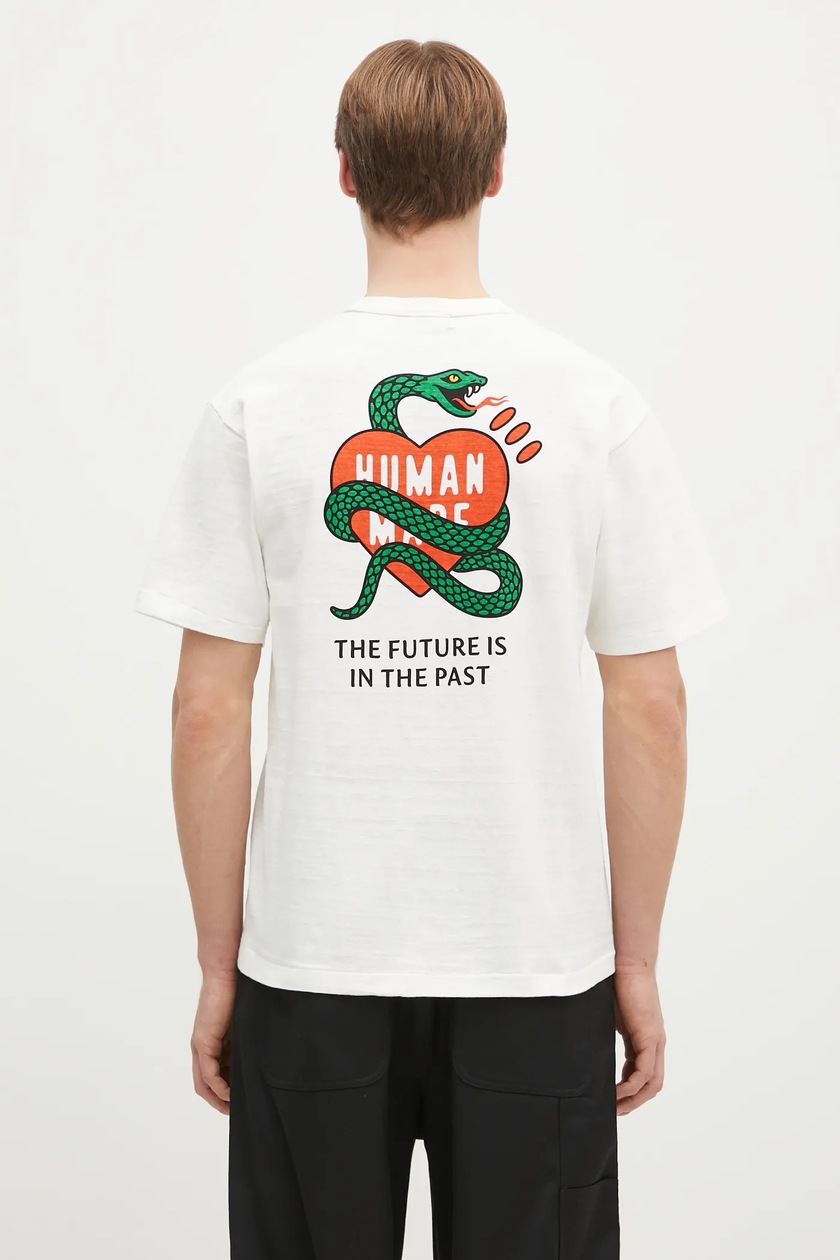 Human Made cotton t-shirt Heart Badge men's white color