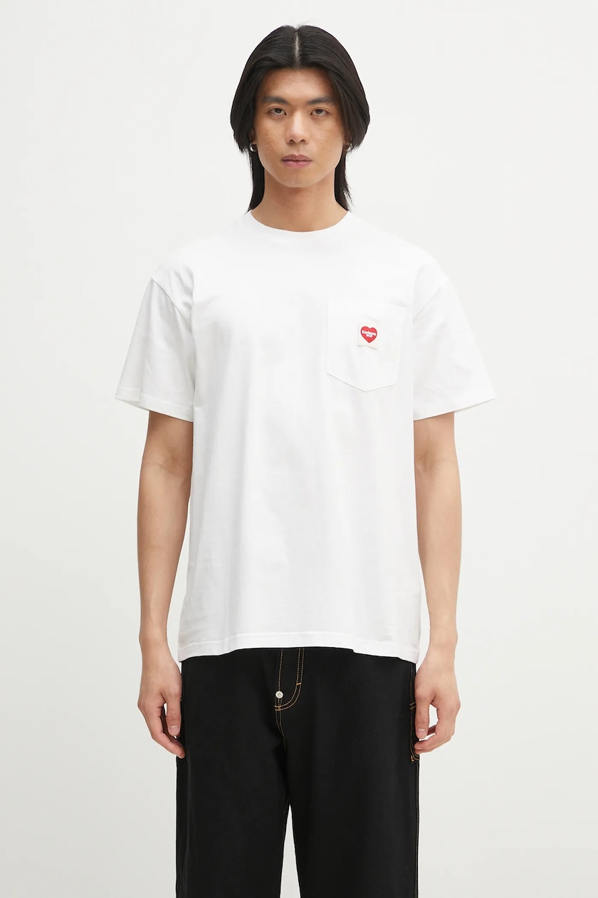 【送料&関税込】Carhartt T-shirt With Print Carhartt WIP cotton t-shirt Stamp men's white color with a