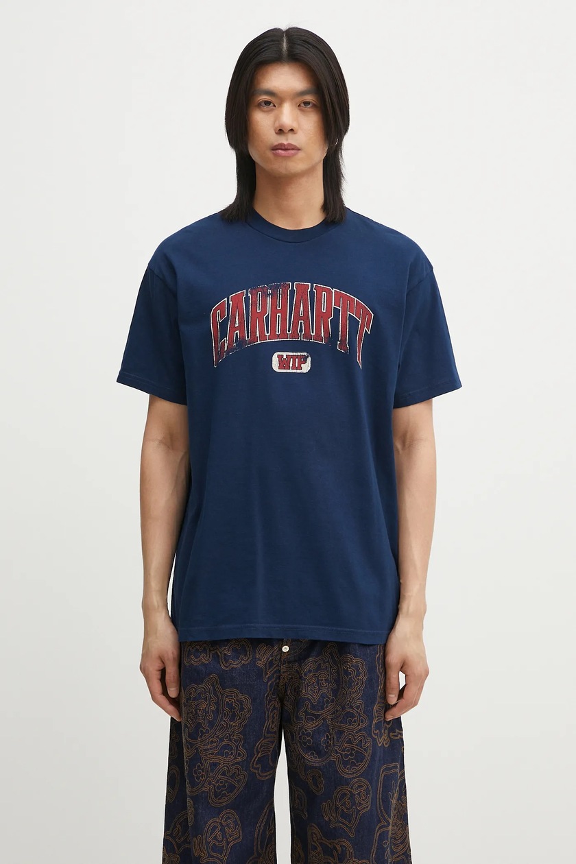 Carhartt WIP cotton t-shirt American Script men's navy blue