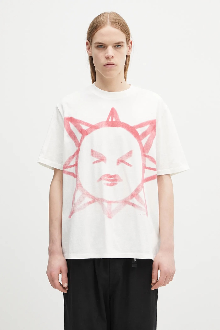 RHUDE cotton t-shirt Ponytail beige color with a print