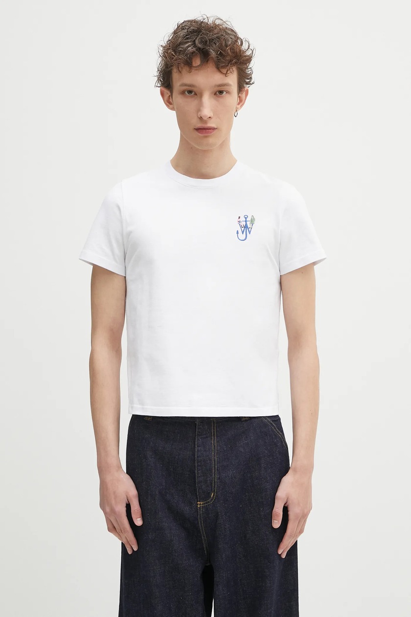 JW Anderson cotton t-shirt Anchor Embroidery Back Print PRM EU