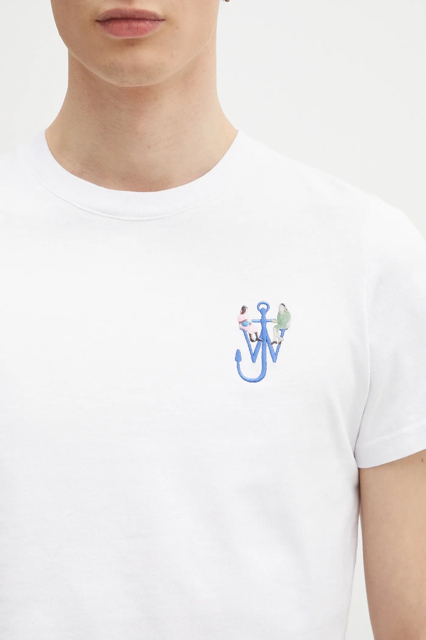 Tシャツ・カットソー J W ANDERSON COTTON T-SHIRT WITH ANCHOR EMBROIDERY ANCHOR LOGO T-SHIRT – JW Anderson