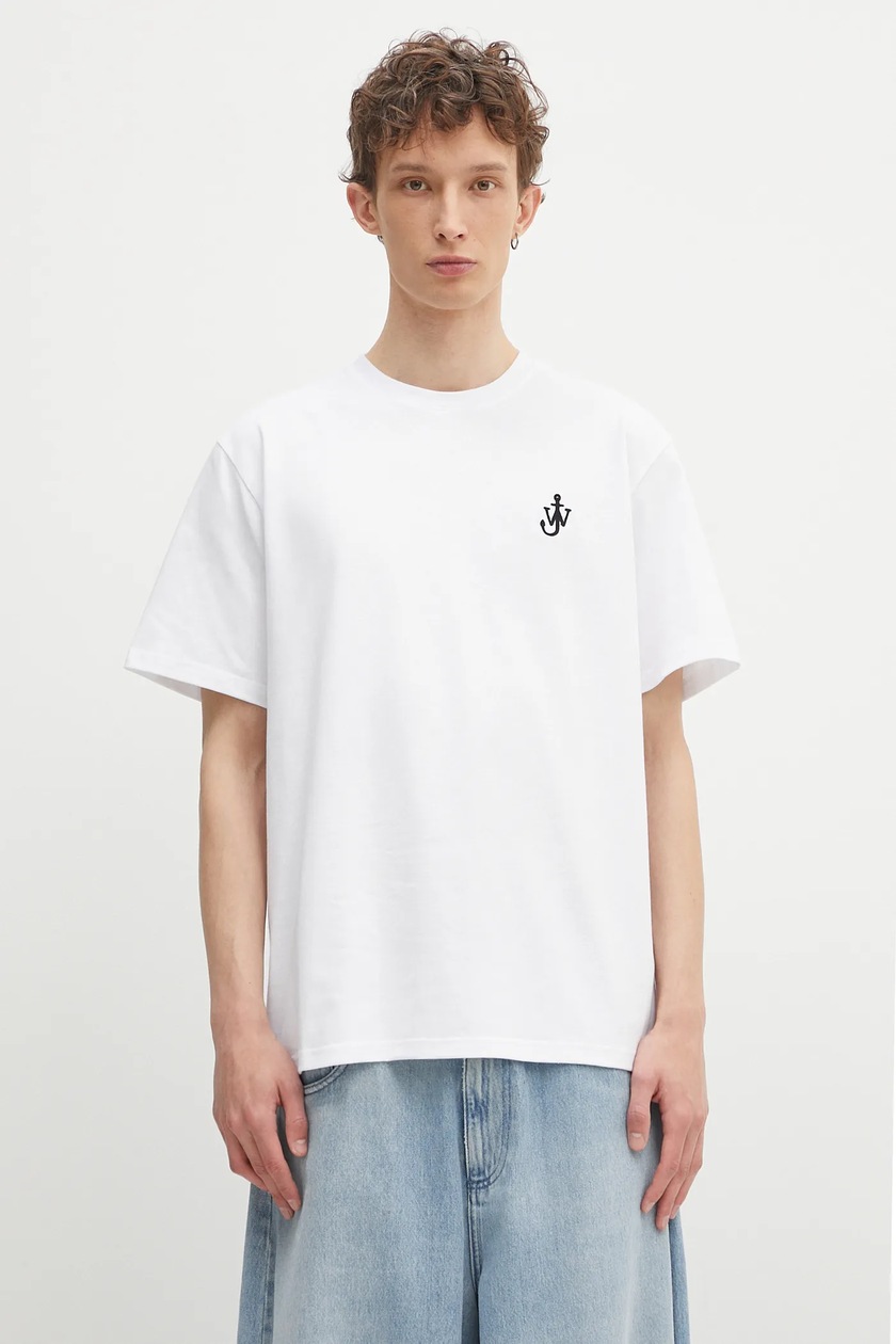 Tシャツ・カットソー J W ANDERSON FW25 'Anchor' T-shirt (JT0257PG1510 001) JW Anderson t-shirt bawełniany Anchor Embroidery męski kolor