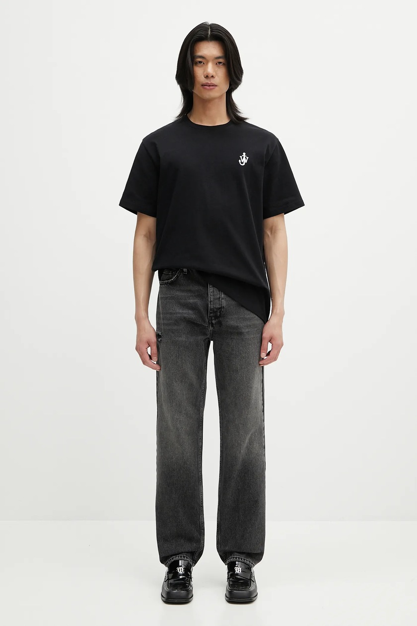 Tシャツ・カットソー J W ANDERSON ANCHOR EMBROIDERY T-SHIRT (JT0257 PG1510BLACK) Koszulka JW Anderson Anchor Embroidered T-Shirt JT0257