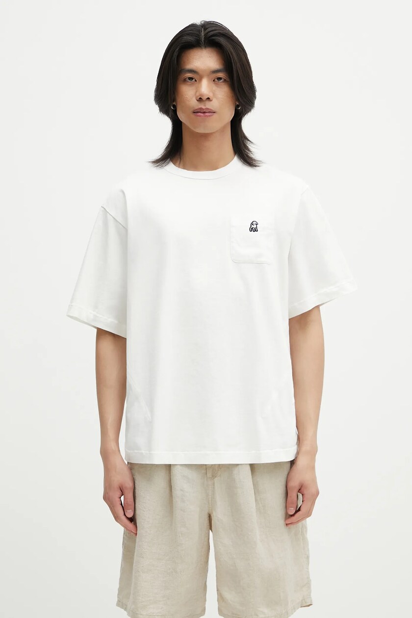 Nanga t-shirt Eco Hybrid Box Logo Embroidery Tee men's white