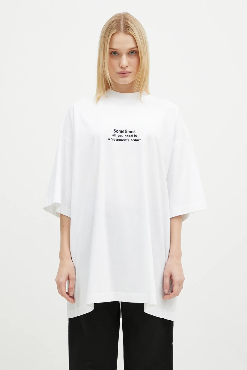 VETEMENTS I'm Perfect You Adjust クリスタル コットン Tシャツ VETEMENTS cotton t-shirt All You Need Oversized PRM EU