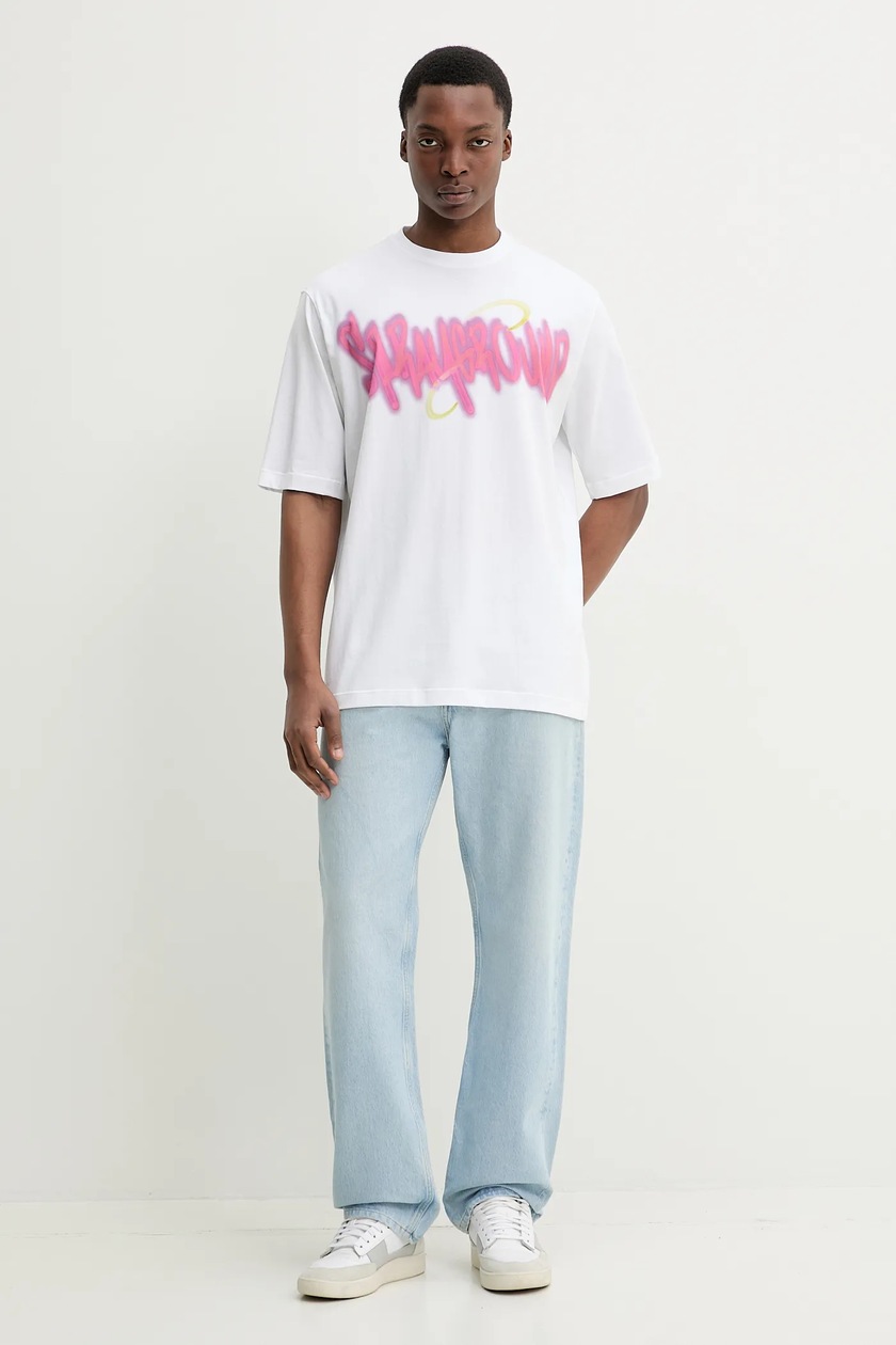 Tシャツ・カットソー SPRAYGROUND Men T-shirt White SP698 WHT Sprayground t-shirt bawełniany kolor biały z nadrukiem SP698