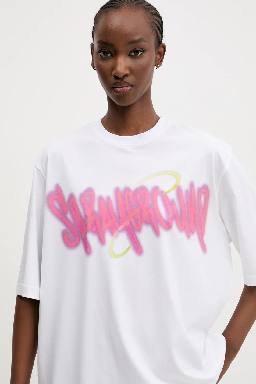 Tシャツ・カットソー SPRAYGROUND Men T-shirt White SP698 WHT Sprayground t-shirt bawełniany kolor biały z nadrukiem SP698