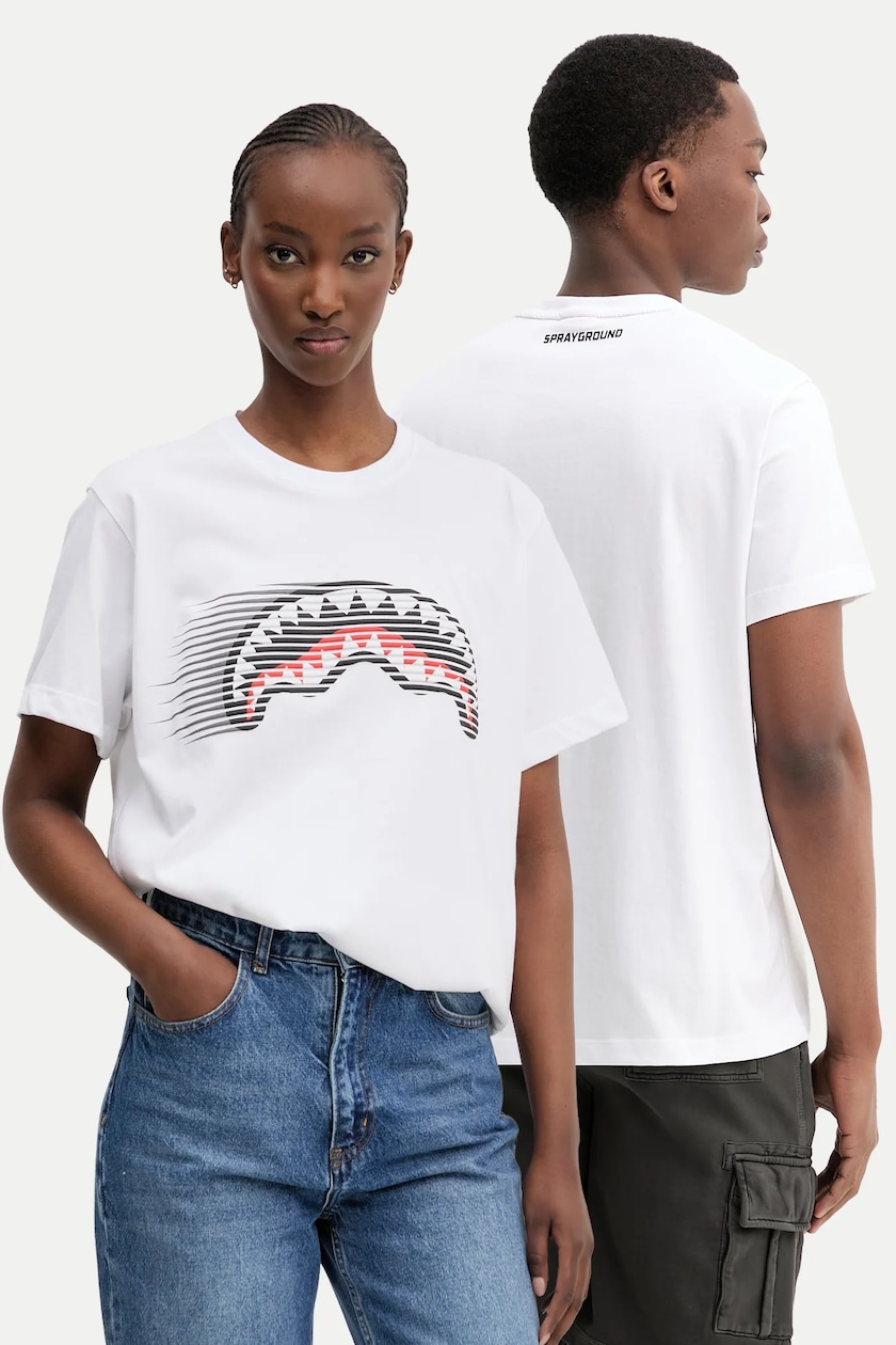Tシャツ・カットソー SPRAYGROUND Men T-shirt White SP698 WHT Sprayground t-shirt bawełniany kolor biały z nadrukiem SP698