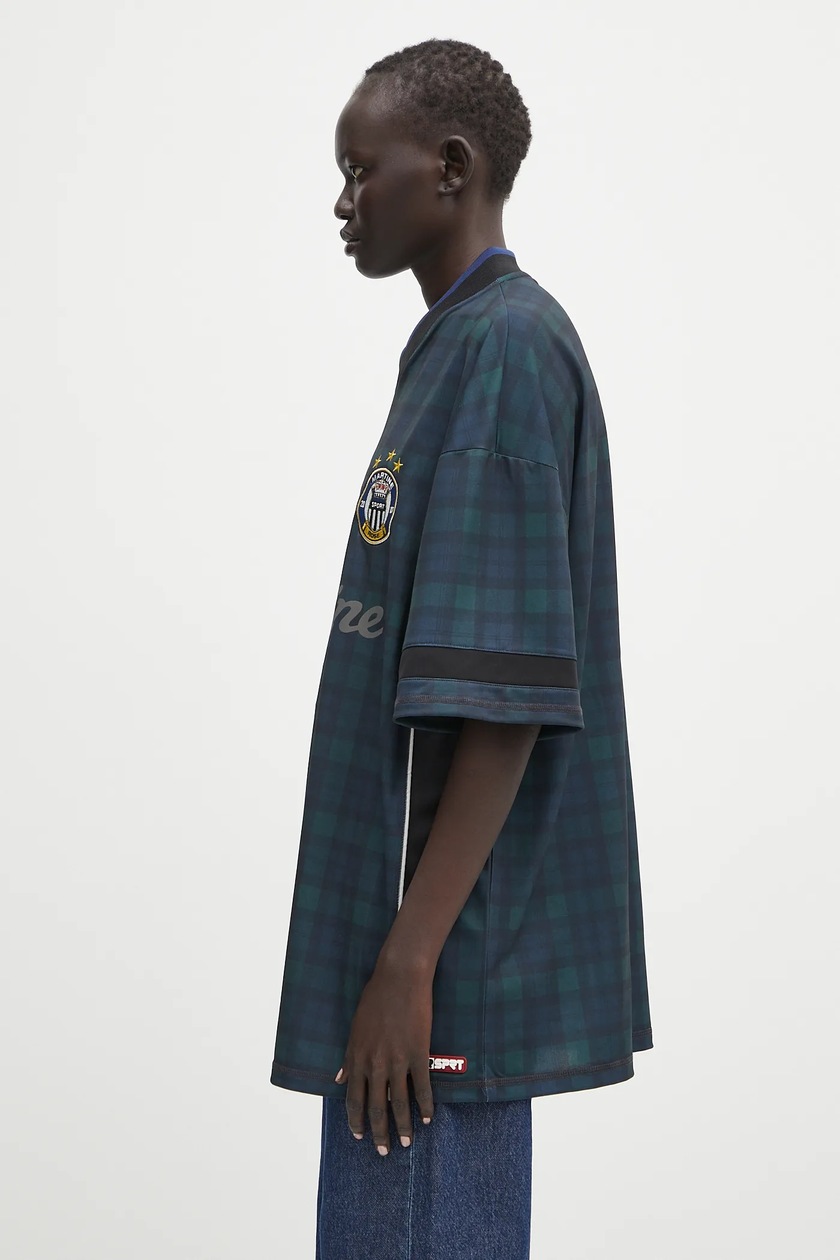 Martine Rose Football Shirt Tシャツ Martine Rose Football Jersey T-Shirt | BLACK TARTAN | SVD UK