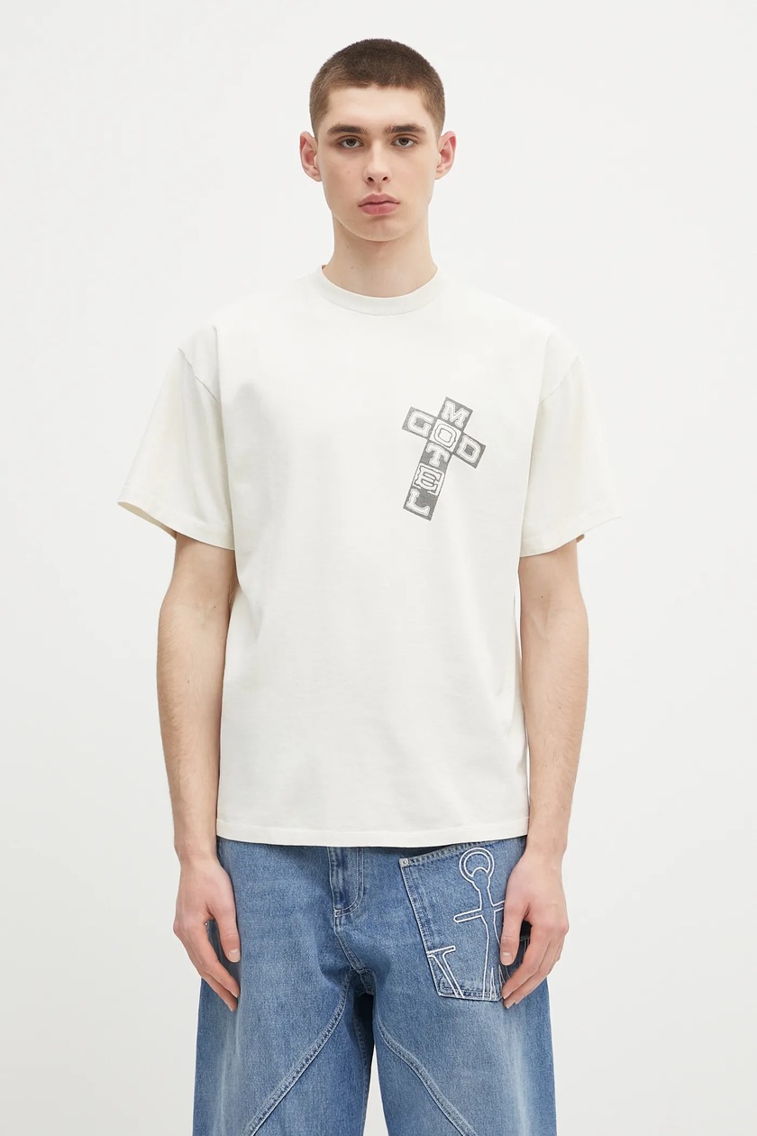 Y/Project cotton t-shirt ROCK BAND PRINT PINCHED LOGO T