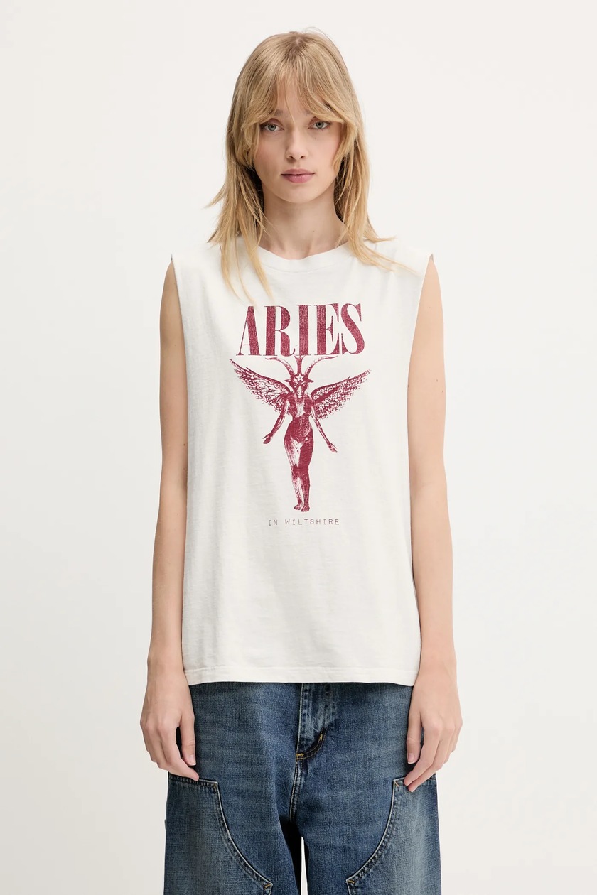 ★ARIES Destroyed 69 T-Shirt 関税込★ Aries Men's Destroyed 69 T-Shirt in Ecru ARIES