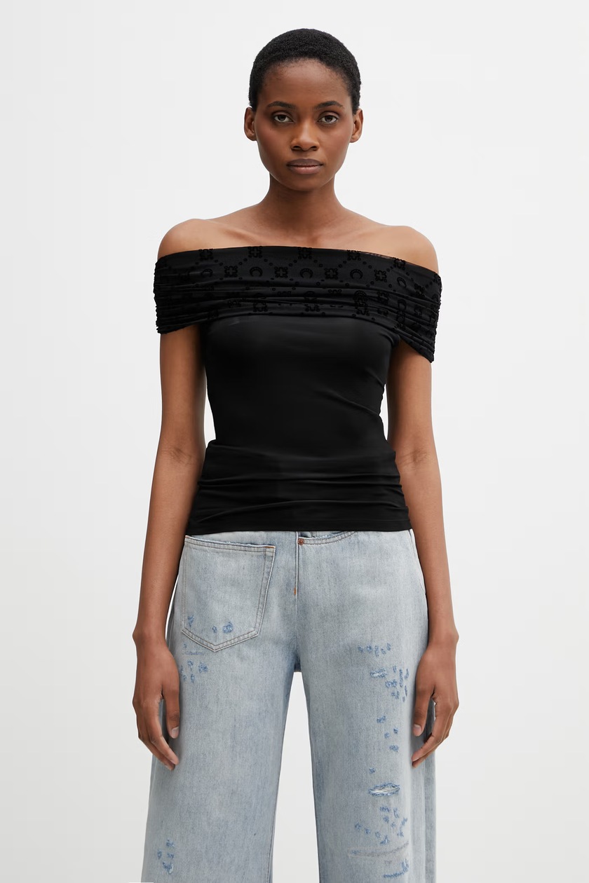 MARINE SERRE ブラック Tennis Court トップス Buy MARINE SERRE ORGANIC COTTON TENNIS COURT DRESS for AED 295.00