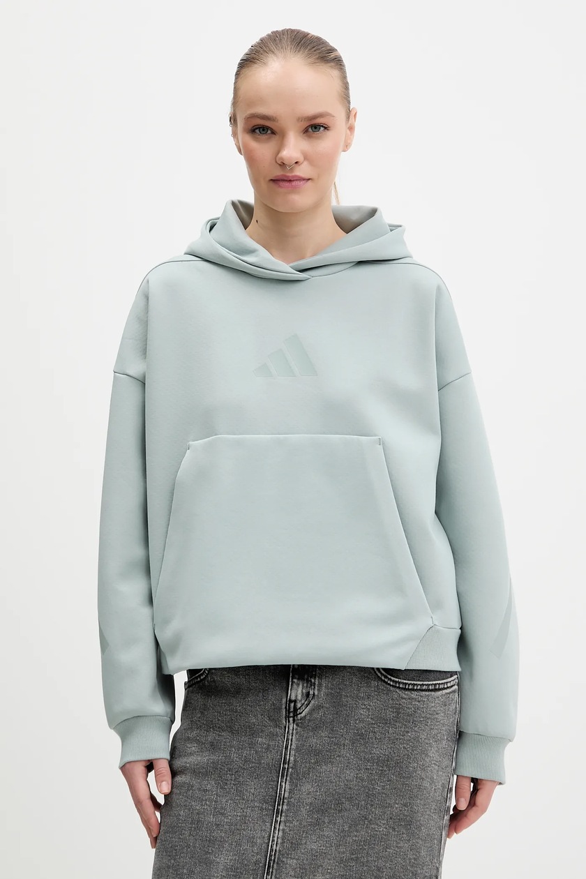 adidas hanorac de bumbac All Szn French Terry culoarea turcoaz