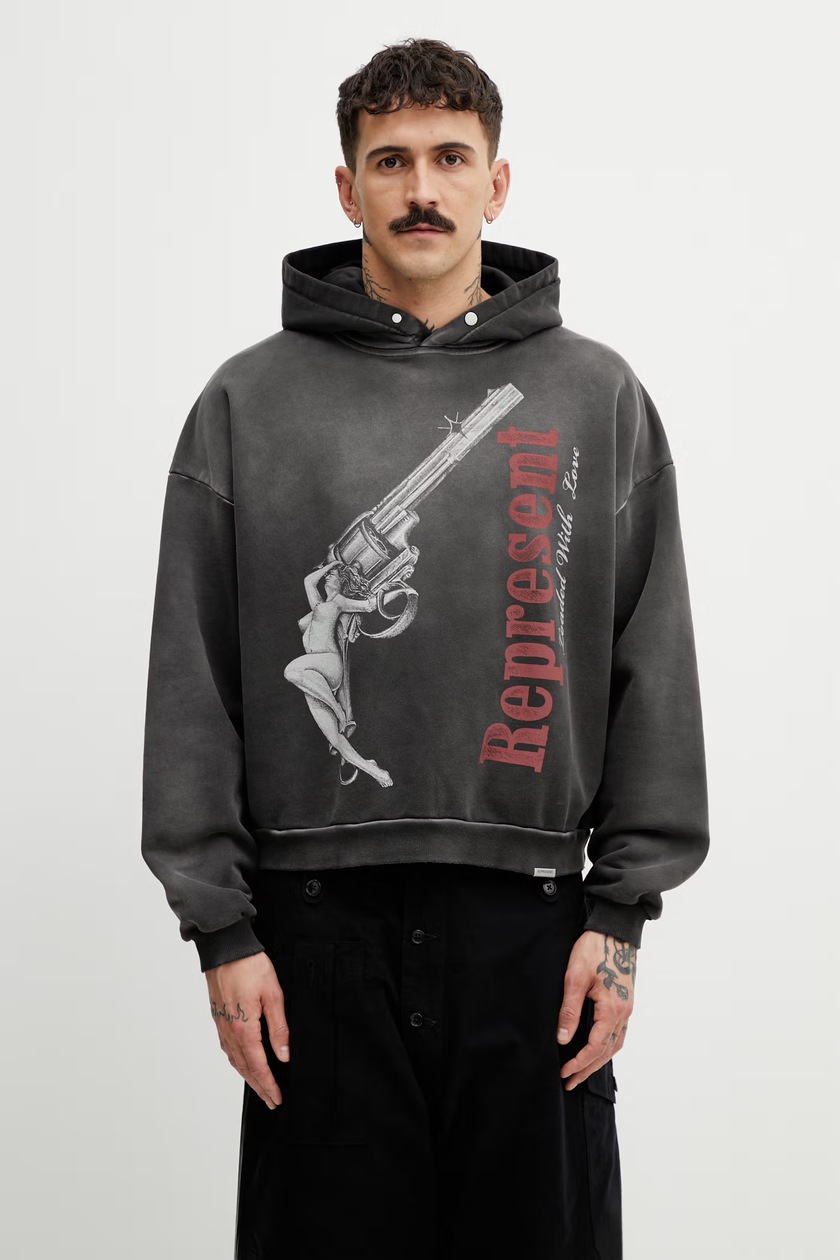 PLEASURES sweatshirt men's black color Pleasures Permanent