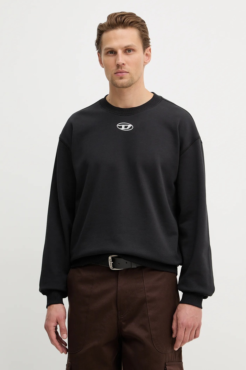 Кофта Diesel S-BOXT-D SWEAT-SHIRT мужская цвет чёрный однотонная
