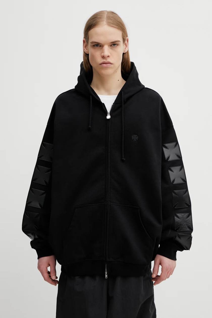 トップス MIX LOGO&FACE FADED ZIP UP SWEAT HOODIE EHM1303-17_SUNFADEBLACK_02.jpg