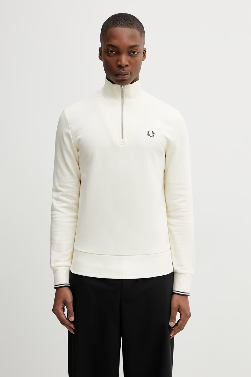 Fred Perry cotton sweatshirt Tipped Sleeve men's black color M5544
