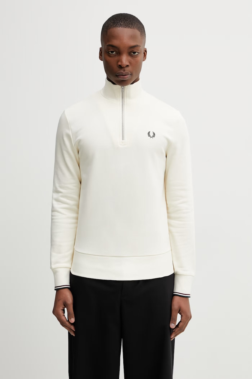 Fred Perry cotton sweatshirt Tipped Sleeve men's black color M5544 Fred Perry cotton sweatshirt Tipped Sleeve men's black color M5544